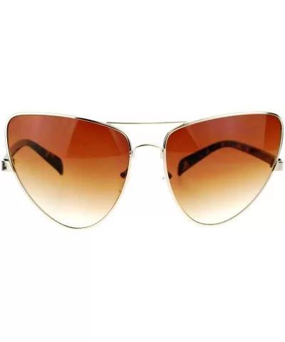 Unique Metal Cateye Sunglasses Womens Retro Butterfly Frame UV 400 - Gold Tortoise - C0189273RCA $13.18 Butterfly