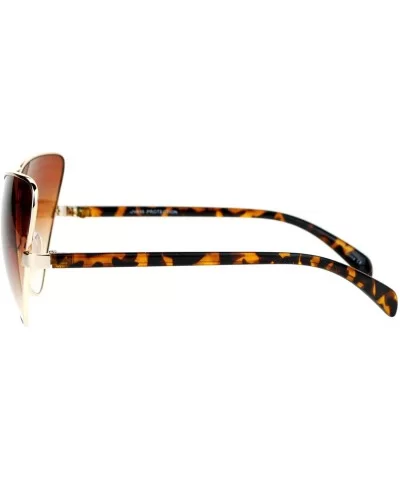 Unique Metal Cateye Sunglasses Womens Retro Butterfly Frame UV 400 - Gold Tortoise - C0189273RCA $13.18 Butterfly