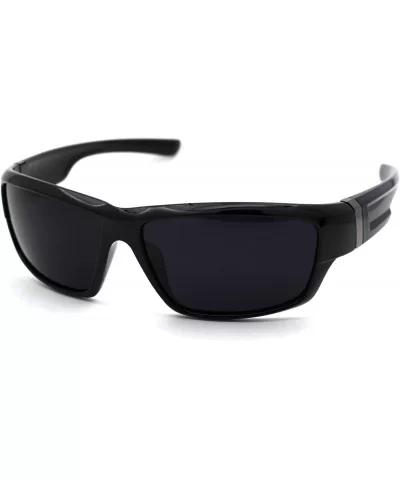 Mens Classic All Black Gangster Warp Plastic Biker Sunglasses - CL18WKMY3TQ $13.07 Rectangular