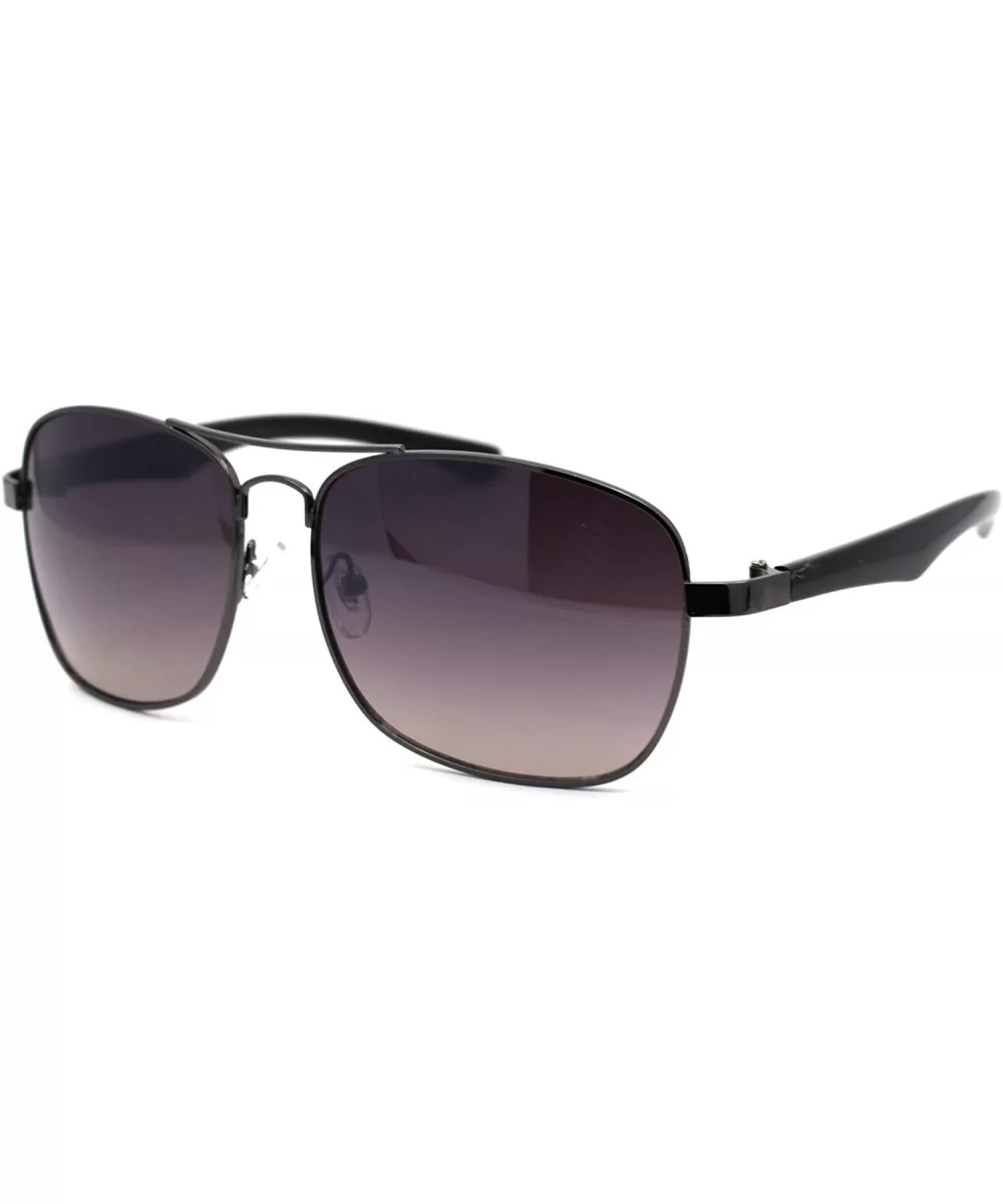 Mens Rectangular Metal Rim Racer Pilots Sunglasses - Gunmetal Smoke - CY195UW494K $16.98 Rectangular