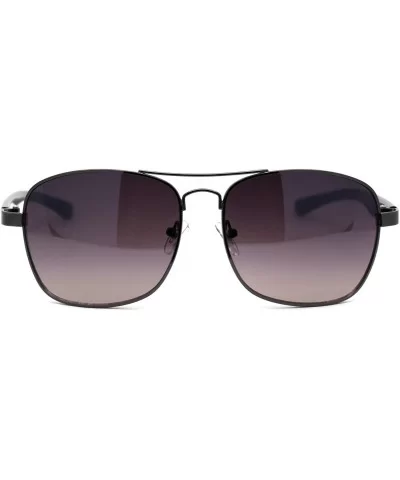 Mens Rectangular Metal Rim Racer Pilots Sunglasses - Gunmetal Smoke - CY195UW494K $16.98 Rectangular