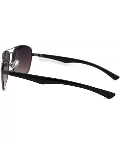 Mens Rectangular Metal Rim Racer Pilots Sunglasses - Gunmetal Smoke - CY195UW494K $16.98 Rectangular