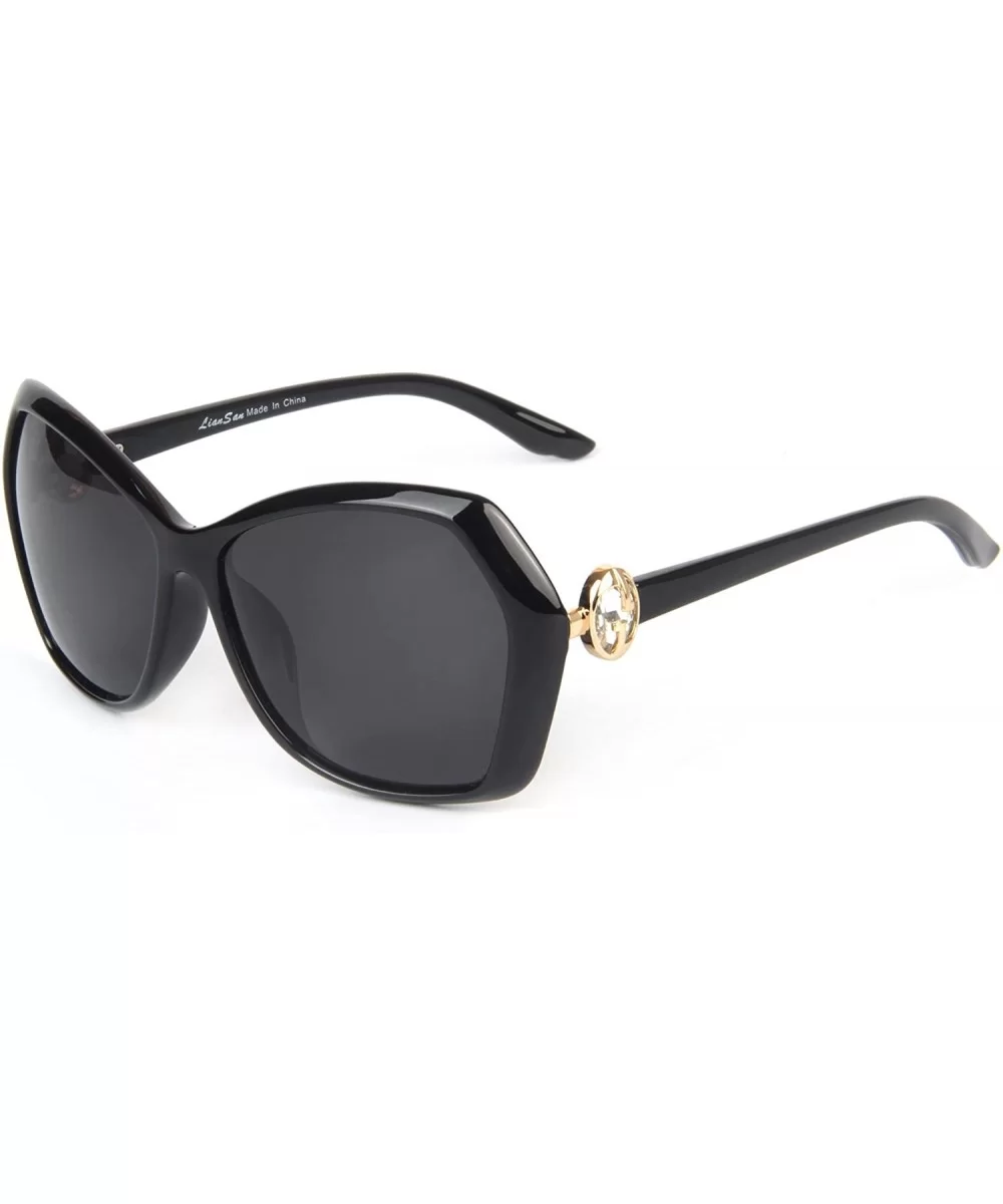 Oversized Vintage Women Uv400 Protection Polarized Sunglasses lsp6220 - Black - C0120YRCMDN $45.05 Oversized