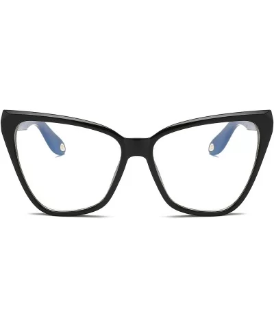 Women High Pointed Cat Eye Sunglasses - Black / Clear With Blue Light Blocker - CN18THHULLQ $24.62 Cat Eye