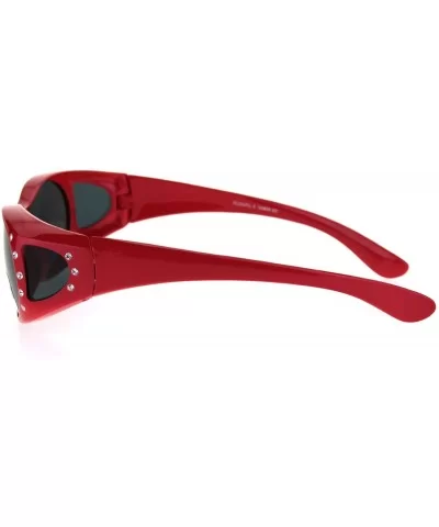 Polarized Womens Rhinestone Pearl Oval Round 60mm OTG Fit Over Sunglasses - Red - C2185G68TO2 $16.94 Oval