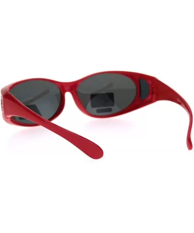 Polarized Womens Rhinestone Pearl Oval Round 60mm OTG Fit Over Sunglasses - Red - C2185G68TO2 $16.94 Oval