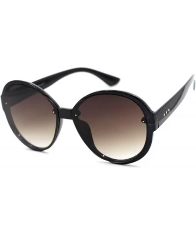 Womens Classic 90s Round Butterfly Chic Designer Sunglasses - Shiny Black Brown - CF18T9GGR30 $17.37 Round
