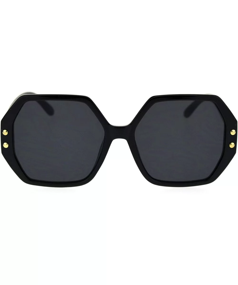 Womens Octagonal Mod Rectangular Sunglasses - All Black - CN18RU9HOR3 $13.35 Rectangular