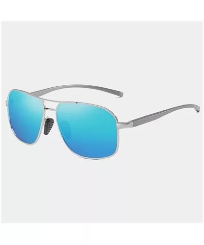 Al-Mg Alloy Photochromic Sunglasses Men Polarized Outdoor Driving Sun Glasses - C6 Silver Blue - CN198OLK3OA $18.18 Round