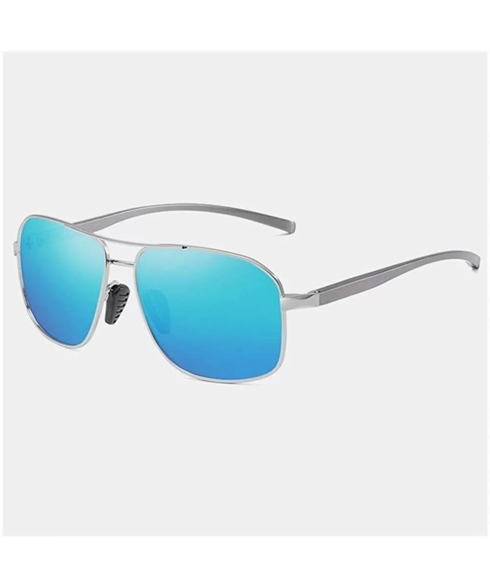 Al-Mg Alloy Photochromic Sunglasses Men Polarized Outdoor Driving Sun Glasses - C6 Silver Blue - CN198OLK3OA $18.18 Round