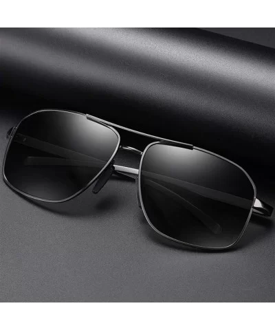 Al-Mg Alloy Photochromic Sunglasses Men Polarized Outdoor Driving Sun Glasses - C6 Silver Blue - CN198OLK3OA $18.18 Round