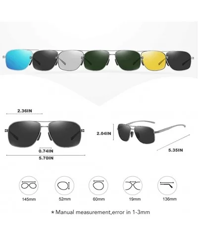 Al-Mg Alloy Photochromic Sunglasses Men Polarized Outdoor Driving Sun Glasses - C6 Silver Blue - CN198OLK3OA $18.18 Round