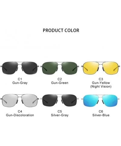 Al-Mg Alloy Photochromic Sunglasses Men Polarized Outdoor Driving Sun Glasses - C6 Silver Blue - CN198OLK3OA $18.18 Round