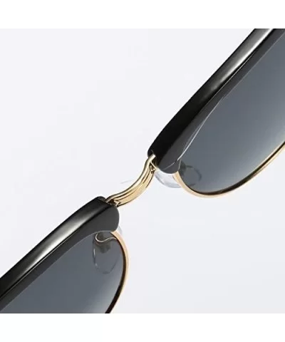 Semi Rimless Polarized Sunglasses Women Men Retro Brand Sun Glasses Black Color Lens - CH18ECOQ5RY $12.68 Rimless