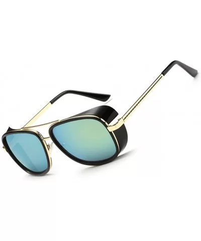 Fahion Sunglasses for Men Iron Sunglasses Metal Frame UV400 Protection Good for Driving - Black Gold - C818UWTL72R $12.63 Goggle