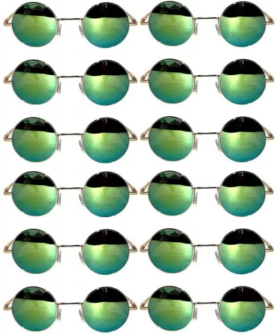 12 Pack Small Round Retro Vintage Circle Style Sunglasses Colored Metal Frame - C91853D0Y03 $35.07 Round