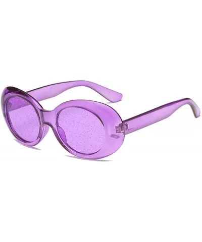 Women's Cat Eye Sunglasses Retro Oval Oversized Plastic Lenses glasses - Purple - CP18N0Z7SGY $12.47 Cat Eye