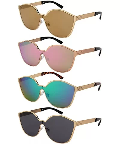 High Fashion Cateye Sunglasses w/One Piece Flat Lens 55684-FLREV - Matte Rose Gold - CK185XGLNHO $12.44 Oval