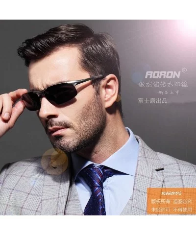 Sun Glasses Aluminum Frame Sports Sunglasses Men Polarized Driver Retro UV400 Anti glare Goggles - CW1906X6GND $45.18 Oval