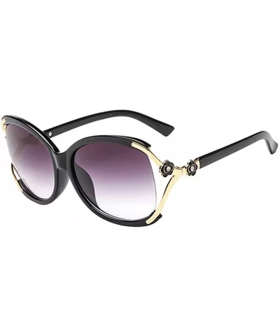 Fashion Elegant Oversize Flower Sunglasses Women Vintage Eyewear - Black Frame & Gray Lens - C418CXE80W0 $14.23 Oversized