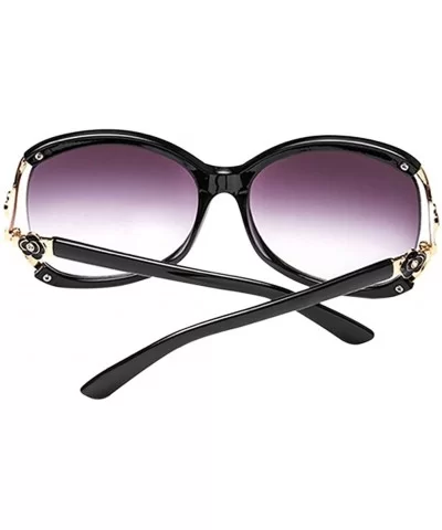 Fashion Elegant Oversize Flower Sunglasses Women Vintage Eyewear - Black Frame & Gray Lens - C418CXE80W0 $14.23 Oversized