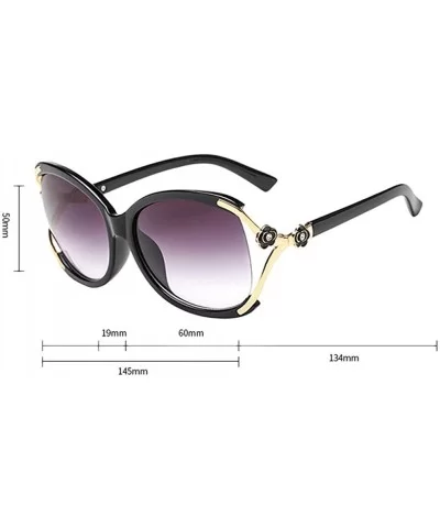 Fashion Elegant Oversize Flower Sunglasses Women Vintage Eyewear - Black Frame & Gray Lens - C418CXE80W0 $14.23 Oversized