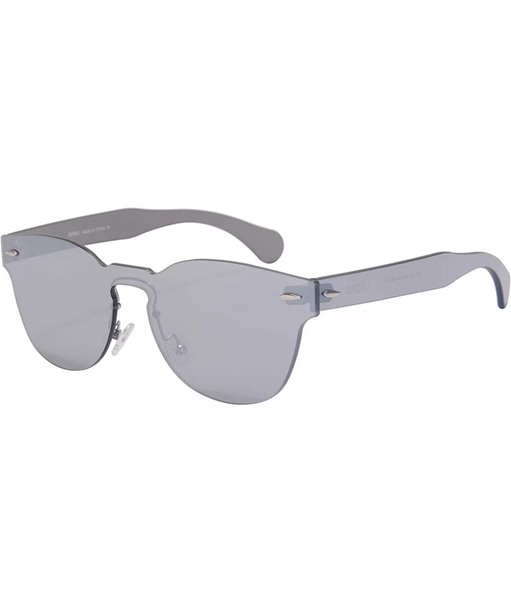 Women's UV400 Sunglasses One-piece Mirror Summer Glasses-S71002 - Silver - CB18QI37UWC $11.83 Butterfly