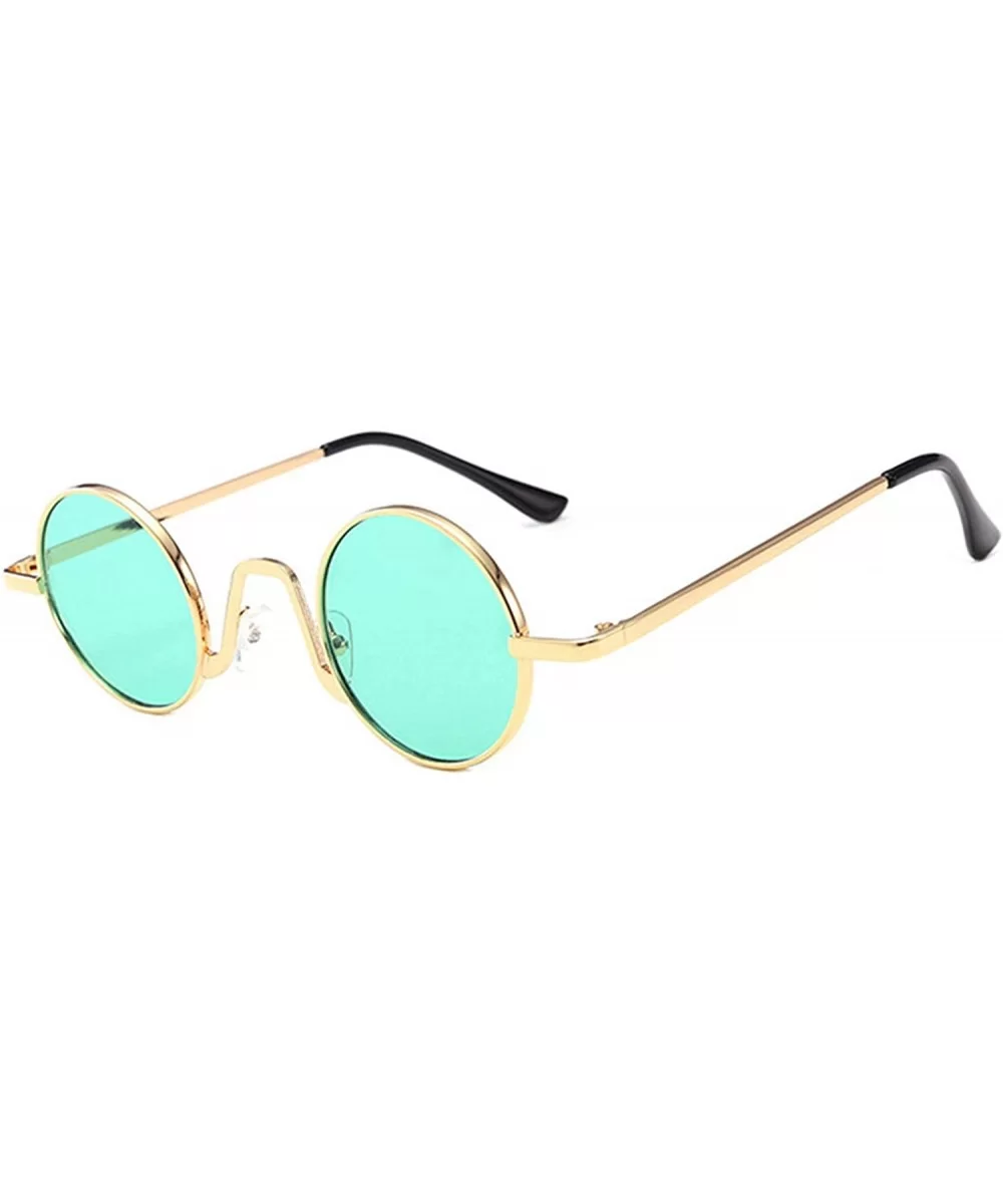 Fashion Round Metal Frame Glasses Steampunk Sunglasses1562 - Gold-green - CB18M4KZRWO $15.33 Round