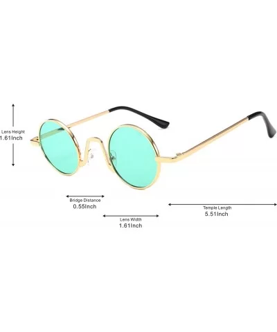 Fashion Round Metal Frame Glasses Steampunk Sunglasses1562 - Gold-green - CB18M4KZRWO $15.33 Round