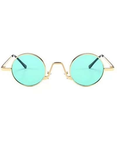 Fashion Round Metal Frame Glasses Steampunk Sunglasses1562 - Gold-green - CB18M4KZRWO $15.33 Round