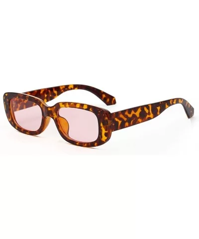 Men Rectangle Sunglasses Leopard Women Summer Ladies Sun Glasses Retro Square - Leopard With Pink - CC18STD5CXQ $12.73 Rectan...