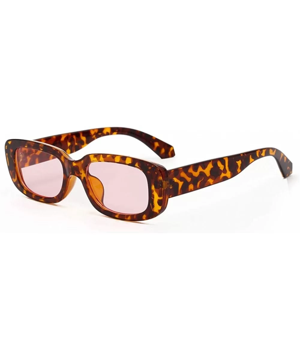 Men Rectangle Sunglasses Leopard Women Summer Ladies Sun Glasses Retro Square - Leopard With Pink - CC18STD5CXQ $12.73 Rectan...