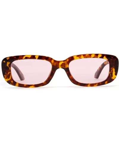 Men Rectangle Sunglasses Leopard Women Summer Ladies Sun Glasses Retro Square - Leopard With Pink - CC18STD5CXQ $12.73 Rectan...