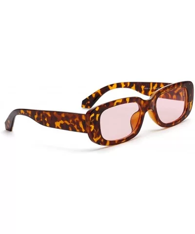 Men Rectangle Sunglasses Leopard Women Summer Ladies Sun Glasses Retro Square - Leopard With Pink - CC18STD5CXQ $12.73 Rectan...