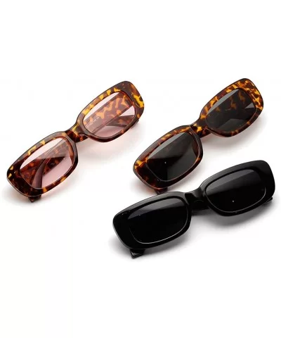 Men Rectangle Sunglasses Leopard Women Summer Ladies Sun Glasses Retro Square - Leopard With Pink - CC18STD5CXQ $12.73 Rectan...