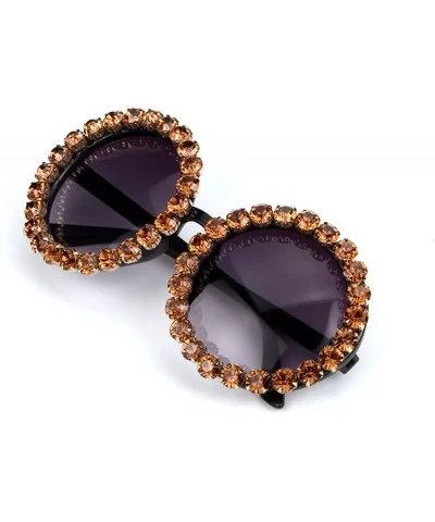 Oversized Sunglasses Women Vintage Luxury Rhinestones Round Men Shades - Gray Red - C4198ZQOZS5 $55.56 Shield