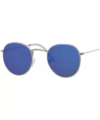 Vintage Oval Sunglasses Women Retro Clear Lens Eyewear Round Sun Glasses Oculos De Sol - Silver Blue - CT19858X0DE $43.96 Round