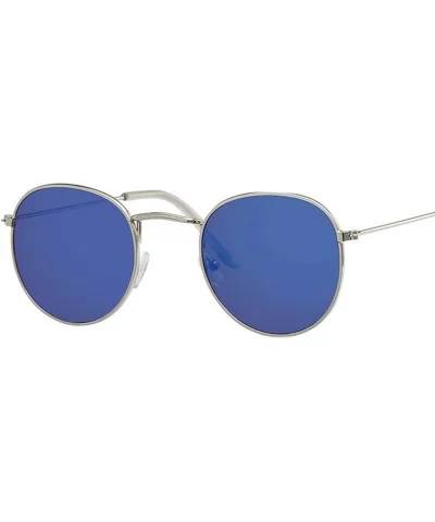 Vintage Oval Sunglasses Women Retro Clear Lens Eyewear Round Sun Glasses Oculos De Sol - Silver Blue - CT19858X0DE $43.96 Round