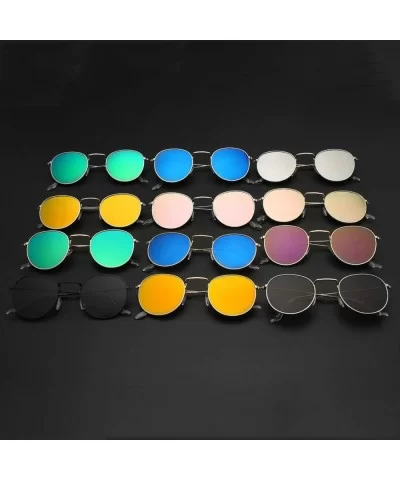 Vintage Oval Sunglasses Women Retro Clear Lens Eyewear Round Sun Glasses Oculos De Sol - Silver Blue - CT19858X0DE $43.96 Round