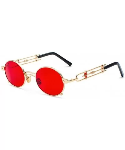 Steampunk sunglasses Personal vintage sunglasses Metal sunglasses - Gold Color Frame Red Color Lens - CJ18E9QG37Z $33.26 Oval