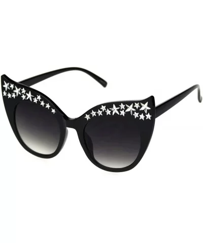 Star Engraving Sparkle Bat Shape Cat Eye Retro Sunglasses - Black Smoke - C418S97I5ZC $14.48 Cat Eye