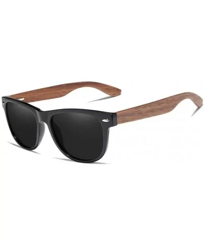 Gray Lens Sunglasses Polarized Square Vintage Sun Glasses for Women - Gray Walnut Wood - CS194OK2OOW $52.14 Rimless