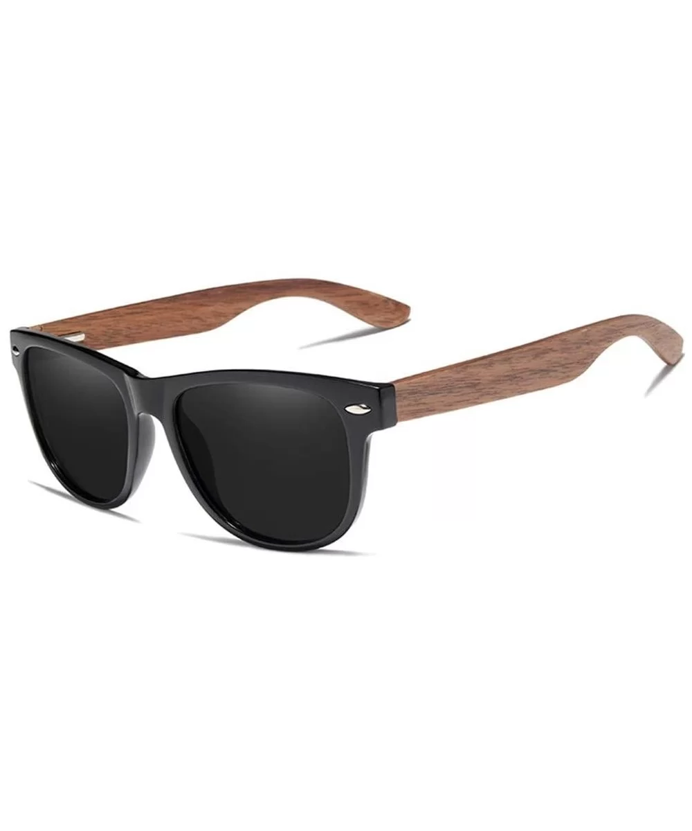 Gray Lens Sunglasses Polarized Square Vintage Sun Glasses for Women - Gray Walnut Wood - CS194OK2OOW $52.14 Rimless