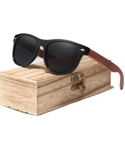 Gray Lens Sunglasses Polarized Square Vintage Sun Glasses for Women - Gray Walnut Wood - CS194OK2OOW $52.14 Rimless