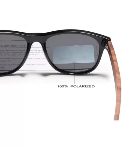 Gray Lens Sunglasses Polarized Square Vintage Sun Glasses for Women - Gray Walnut Wood - CS194OK2OOW $52.14 Rimless