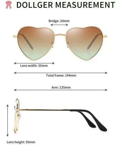 Heart Sunglasses Thin Metal Frame Lovely Heart Style for Women - Brown Gradient Lens+gold Frame - CU17YENDLSI $15.58 Square