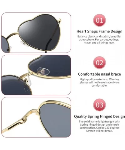 Heart Sunglasses Thin Metal Frame Lovely Heart Style for Women - Brown Gradient Lens+gold Frame - CU17YENDLSI $15.58 Square