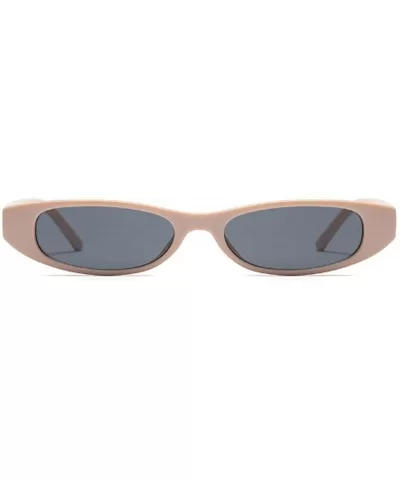 Vintage Small Sunglasses Fashion Narrow Oval Frame eyewea for neutral - Khaki - CF18DW9D9EH $12.79 Goggle