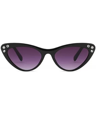 Fashion Unisex Plastic Frame Retro Cat Eye Sunglasses UV400 - Black - C418NOALEAQ $13.26 Rectangular