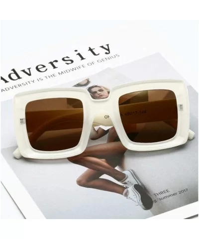 Square Oversized Sunglasses for Women Men Flat Top Fashion Shades - Wtyj100 White - CM18TTHE85Y $40.96 Square